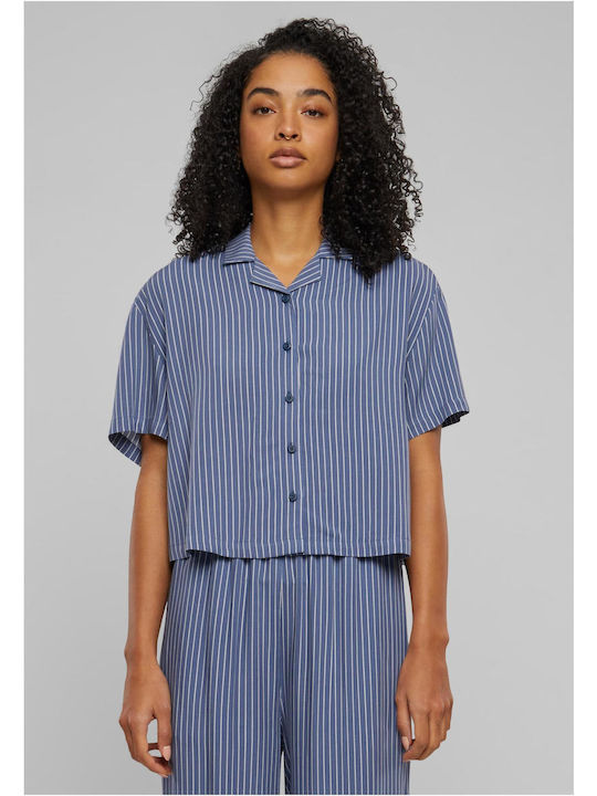 Urban Classics Kurzärmelig Damen Hemd Blau