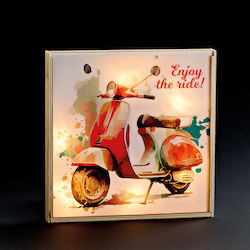 Wooden Frame Illuminated Candle Vespa 25cm M12049
