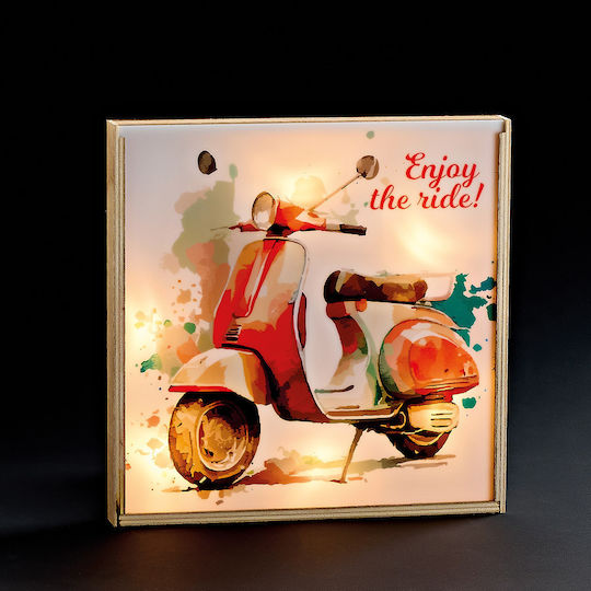 Wooden Frame Illuminated Candle Vespa 25cm M12049