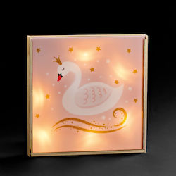 Wooden Frame Illuminated Candle Swan 25cm M12047