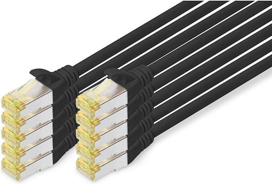 Digitus S/FTP Cat.6a (Gigabit) Καλώδιο Δικτύου Ethernet 0.5m Μαύρο 10τμχ