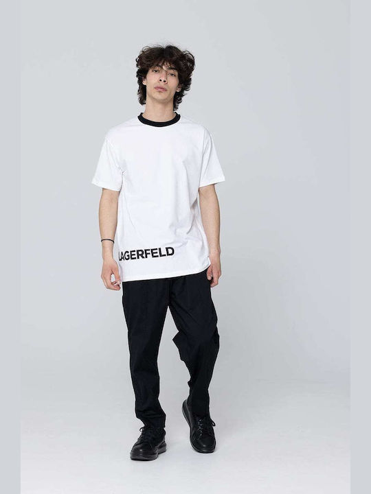 Karl Lagerfeld T-shirt Bărbătesc cu Mânecă Scurtă White