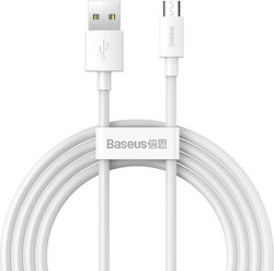 Baseus Regular USB 2.0 to micro USB Cable Λευκό 1.5m (TZCAMZJ-02) 2τμχ