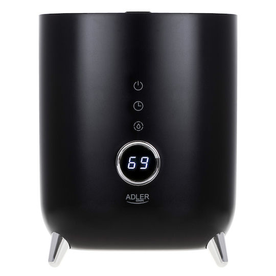 Umidificator de aer Adler Adler Ad 7972 Până la 35 M2 4 L 150-300 Ml Timp cu ultrasunete Led Hygrometer Chronometer negru