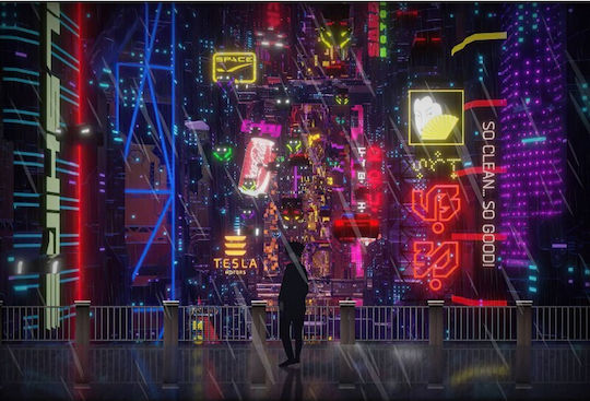 In Cyberpunk City Tablou pe Pânză 80x50cm
