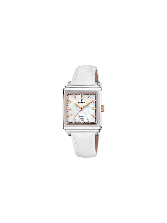 Festina Watch with White / White Leather Strap