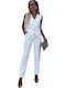 Femei White Set cu Pantaloni