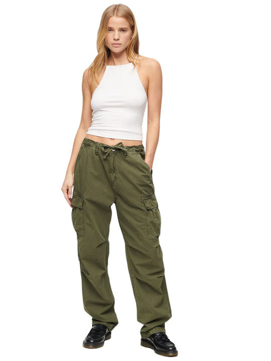 Women's Fabric Cargo Trousers Khaki