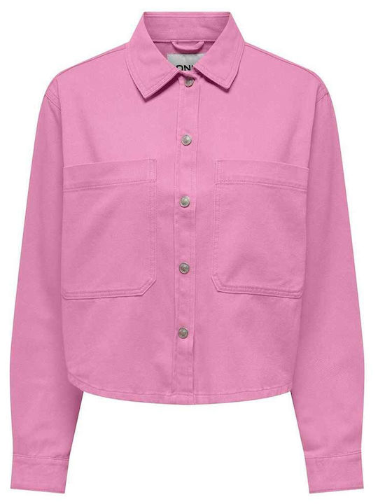 Only Women's Short Jean Jacket for Spring or Autumn Begonia Pink