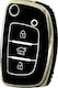Car Key Cover Case made of with 3 Buttons for Hyundai / Kia in Black Color