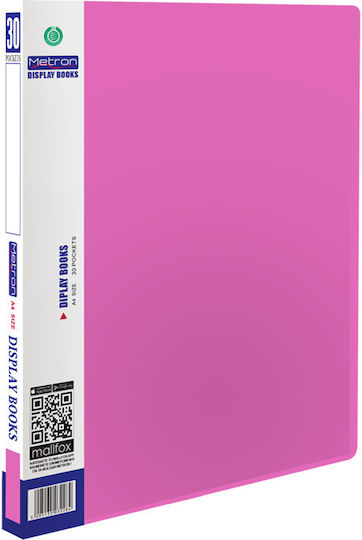 Metron Mappe Suppl mit 30 Plastikhüllen Folien für Papier A4 pastellrosa 1Stück