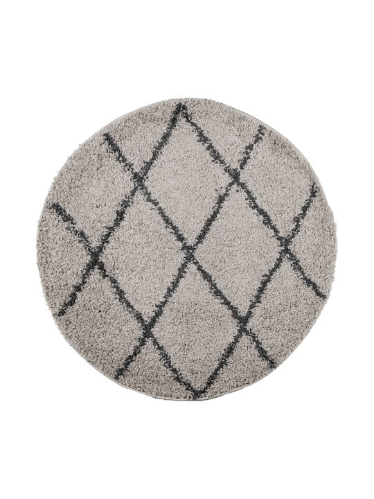 vidaXL Rug Round Shaggy Beige and charcoal