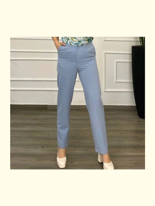 Voice Women's Fabric Trousers Straight Line Sky...