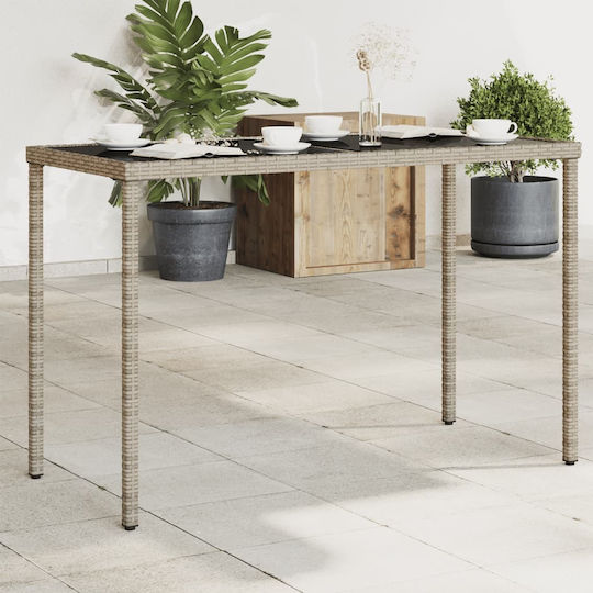 Masa pentru spații exterioare Rattan cu suprafață din sticlă Gri 115x54x74buc