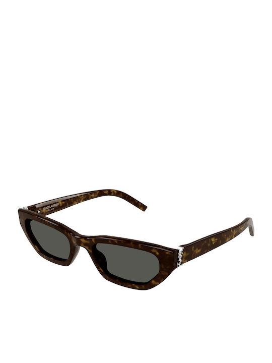 Ysl Women's Sunglasses with Brown Tartaruga Plastic Frame and Gray Lens SL M126 002