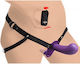 Strap U Harness με Διπλό Dildo και Δόνηση σε Μωβ Χρώμα