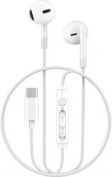 Wiwu 601537 In-ear Handsfree Ακουστικά με Βύσμα USB-C Λευκό
