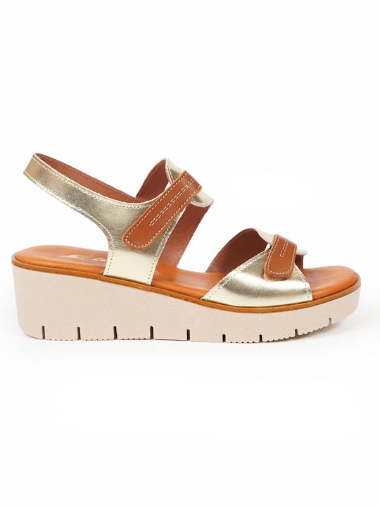 Boxer Women's Leather Ankle Strap Platforms Gold