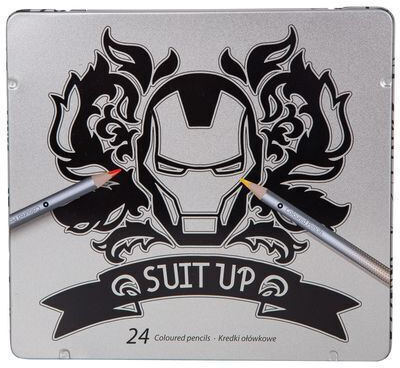 Buntstifte in Metallbox 24 Farben Avengers Disney 100 Schwarz
