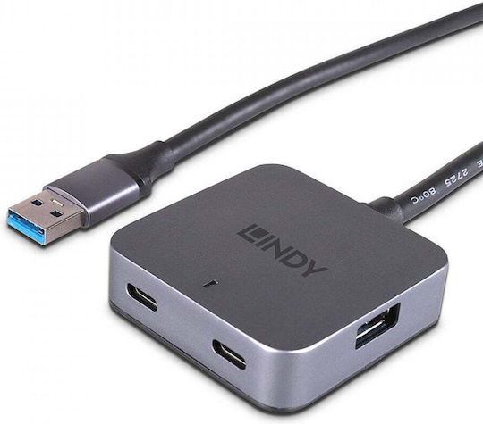 Lindy USB-Hub 4 Anschlüsse USB 3.0 mit USB-A Anschluss Grau