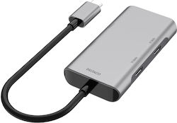 Deltaco USB 3.1 4 Port Hub with USB-C Connection Gray