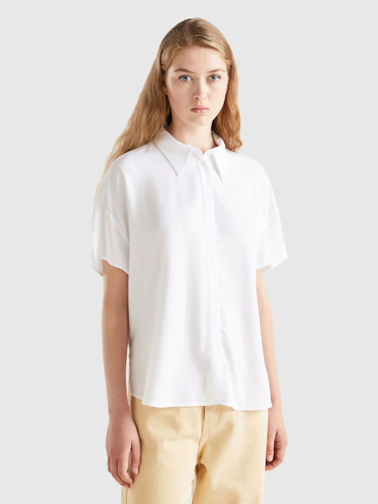 Benetton Women's Short Sleeve Shirt White