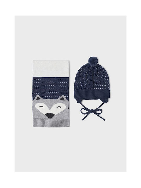 Mayoral Kids Beanie Set with Scarf Knitted Gray