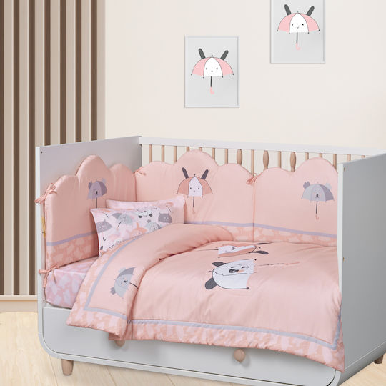 Das Home Crib Bumpers Classic Inside Pink-white-grey 45x195cm