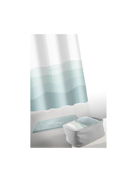Guy Laroche Miami Aqua Shower Curtain Fabric with Hooks 180x180cm Aqua
