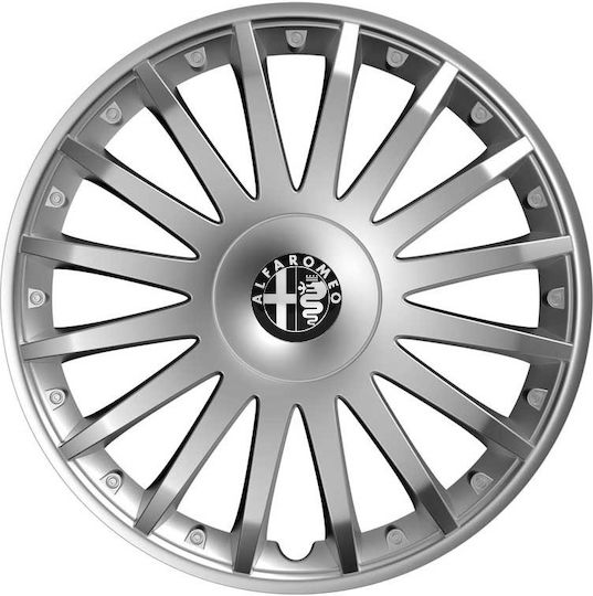 Versaco Car Hubcap Set Crystal with Alfa Romeo Emblem 14" 4pcs Silver
