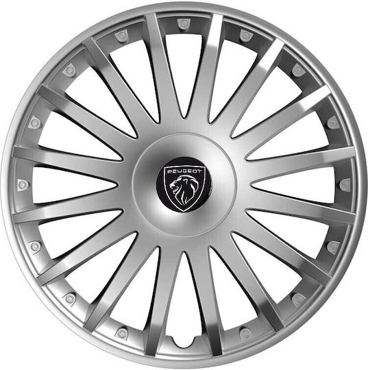 Versaco Set Capace de Roți Auto Crystal Compatibilitate Peugeot 4 Bucăți 14" Argintii/Argintii