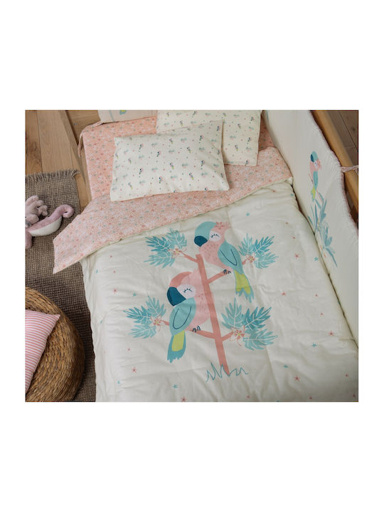 Nef-Nef Homeware Birds Baby Quilt Baumwolle Mint 110x140cm