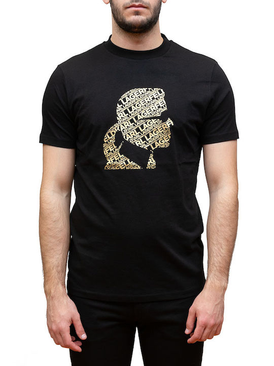 Karl Lagerfeld Crewneck T-shirt Bărbătesc cu Mânecă Scurtă Negru