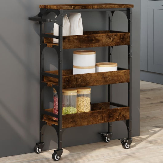 vidaXL vidaXL Lebensmittelregal Hölzernes 3 Ebenen Braun 53x20x76cm