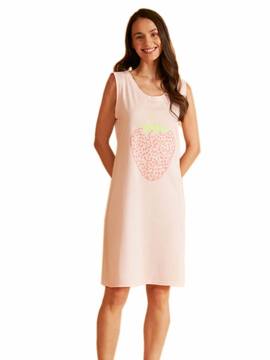 Harmony Summer Cotton Women's Nightdress Pink