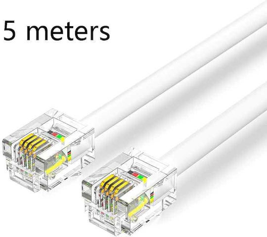 Vention Плоски Телефонен кабел RJ11 6P4C 5м Бял (IQBWJ)
