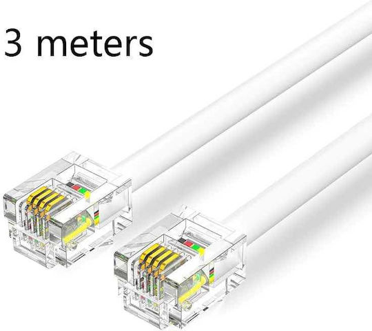 Vention Плоски Телефонен кабел RJ11 6P4C 3м Бял (IQBWI)