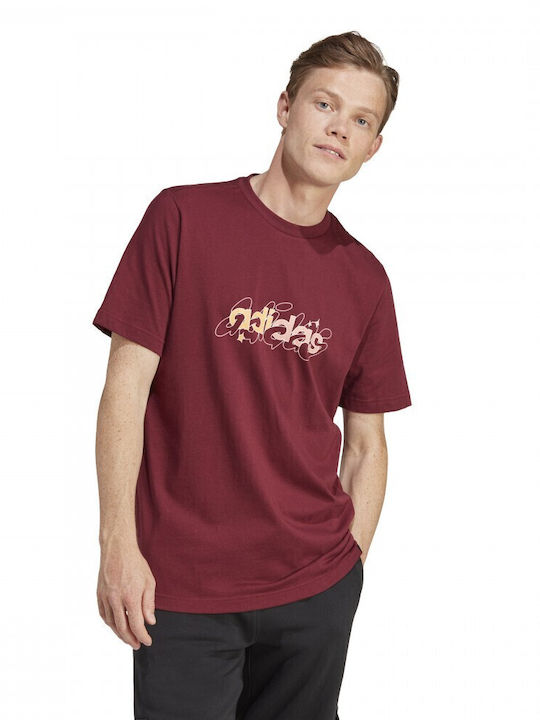 Adidas Linear T-shirt Bărbătesc cu Mânecă Scurtă BORDO