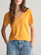 Gant Damen T-shirt mit V-Ausschnitt Gelb