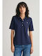 Gant Women's Polo Blouse Short Sleeve Navy Blue