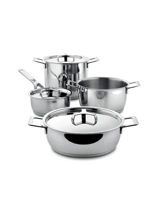 Alessi Cookware Set of Stainless Steel with No Coating 4pcs