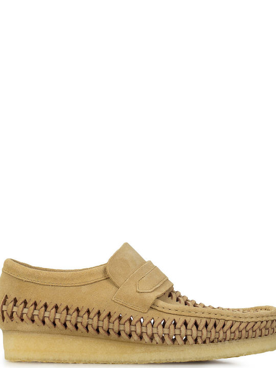 Clarks Men's Suede Moccasins Beige Relaxed Fit