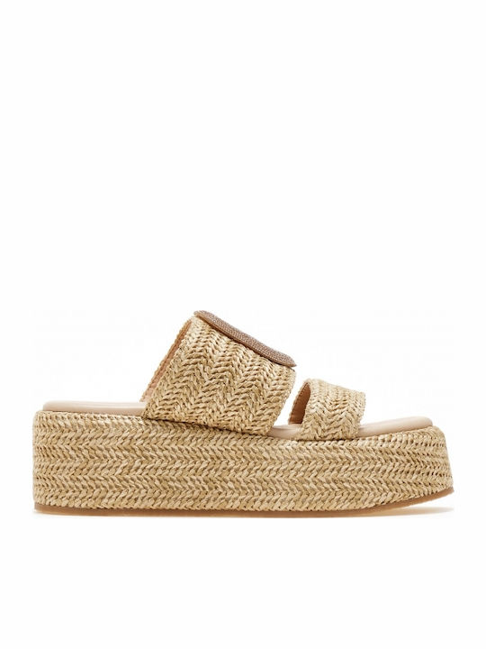 Damenplattformen Beige