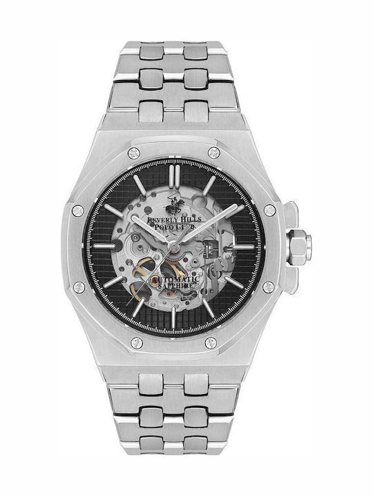 Beverly Hills Polo Club Herrenuhr Automatisch mit Silber Metallarmband