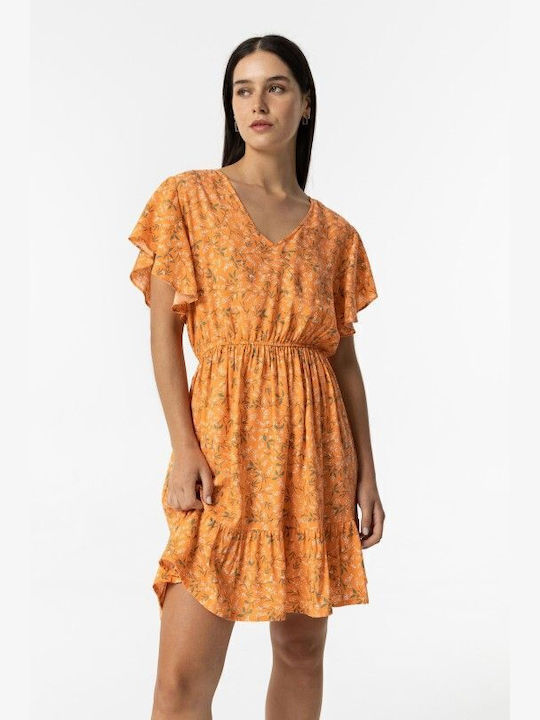 Tiffosi Φόρεμα με Βολάν Πορτοκαλί
