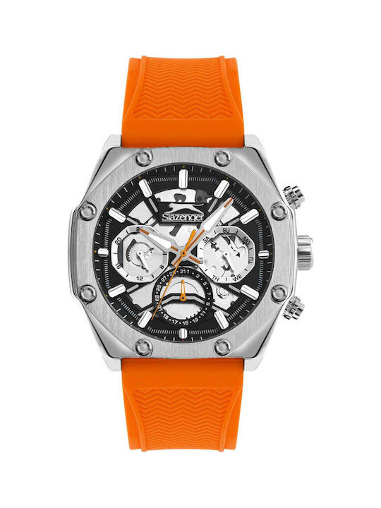 Slazenger Uhr Batterie mit Orange Kautschukarmband