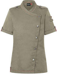 Rock Chef Coat Chef Female Khaki with Short Sleeve