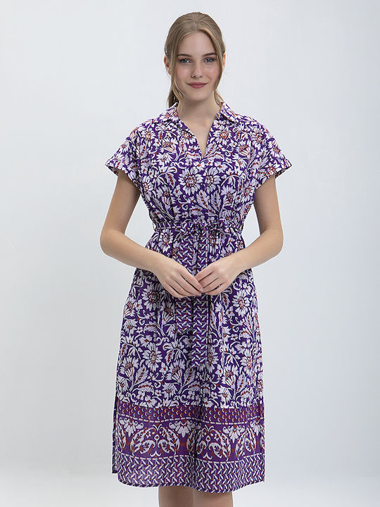 Stella Forest Mini Shirt Dress Dress with Slit purple