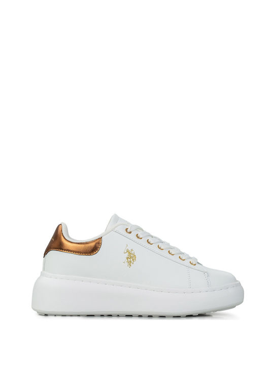 U.S. Polo Assn. Assn Γυναικεία Sneakers Λευκό-μπρονζέ