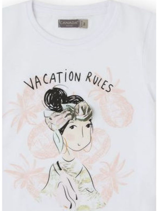 Bluza Pentru Copii Cu Mâneci Scurte Albă